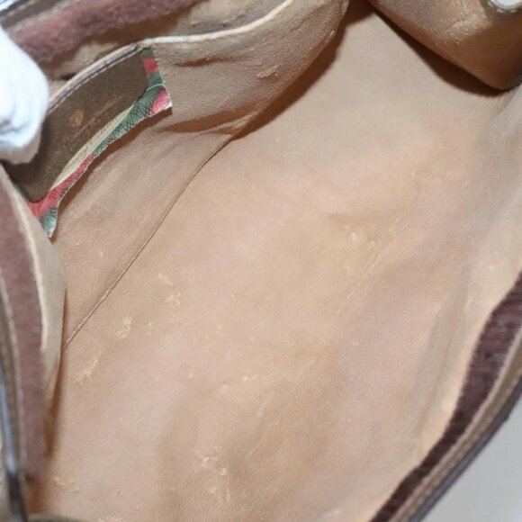 GUCCI GG Supreme Web Sherry Line Clutch Bag PVC Beige Gold 89 01 033 Auth BA4626 - Picture 13 of 16